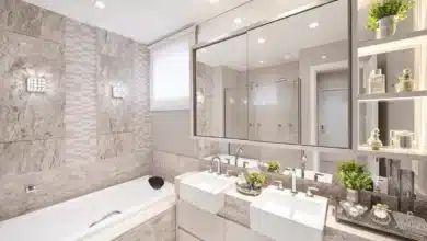 Acabamento de banheiro moderno